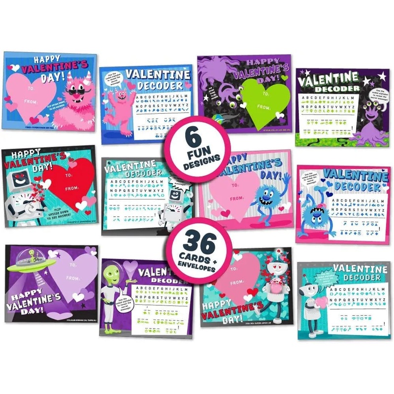 36Pcs Valentines Gift Cards With Decoding Games