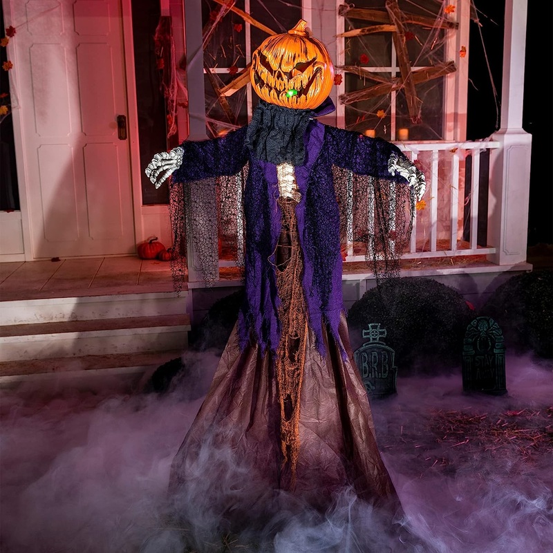 70.8in Halloween Animated Hanging Pumpkin Skeleton Decoration