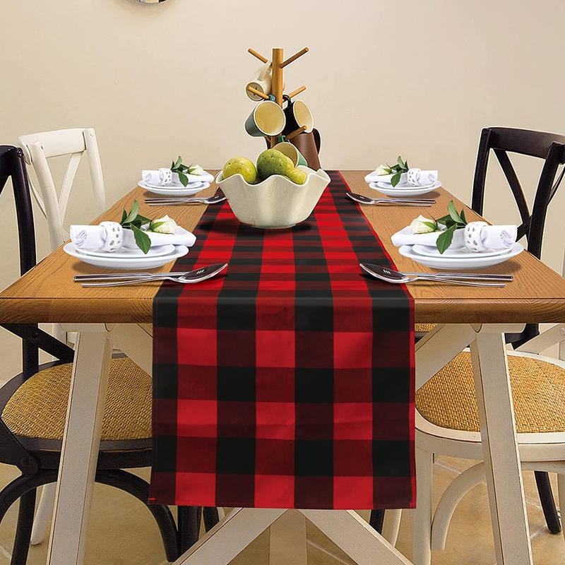 Christmas Table Runner Buffalo Check Classic 14x72in red & black