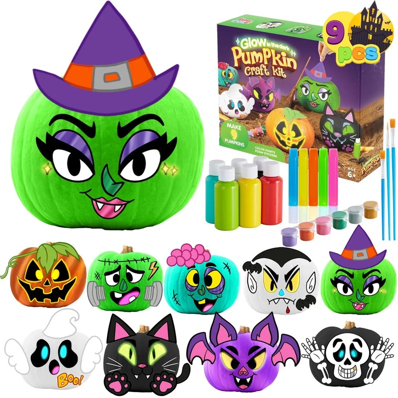 Halloween 3D Pumpkin Decorating Kit, Glowing in The Dark Pumpkin
