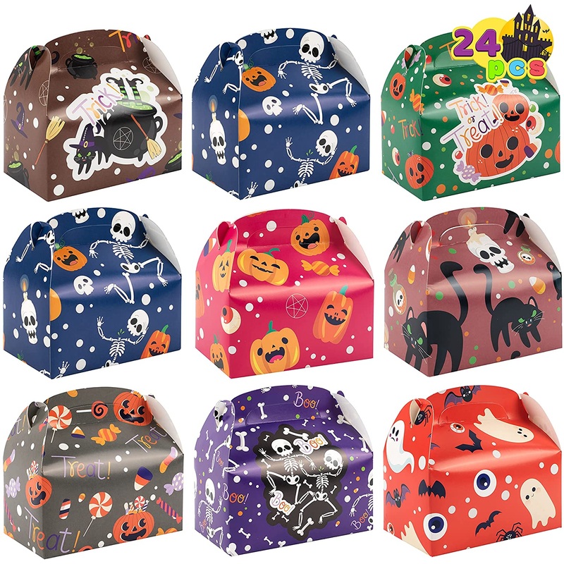 Halloween Cookie Boxes with Repetitive Patterns, 24 Pcs