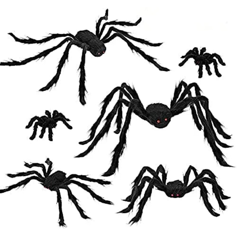 Realistic Hairy Spiders Set, 6 Pack
