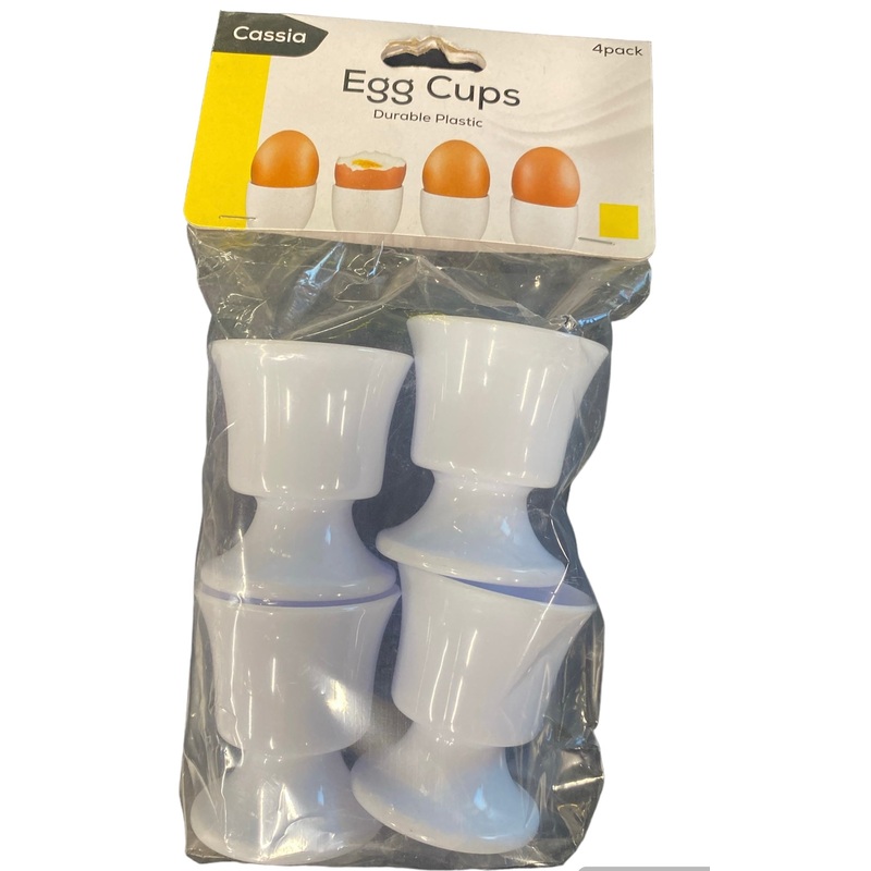 Egg Cups Durable Plastic 4pk White