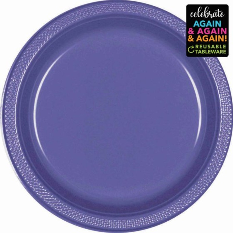 PREMIUM PLASTIC PLATES 23CM 20 PACK - NEW PURPLE