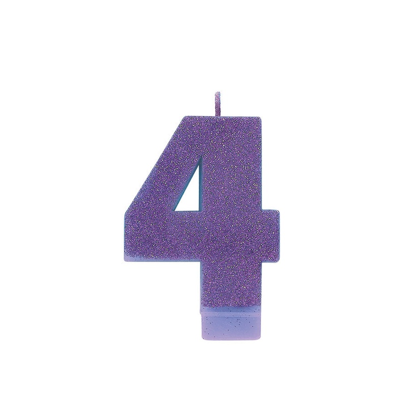 Purple Glitter Candle Number  #4