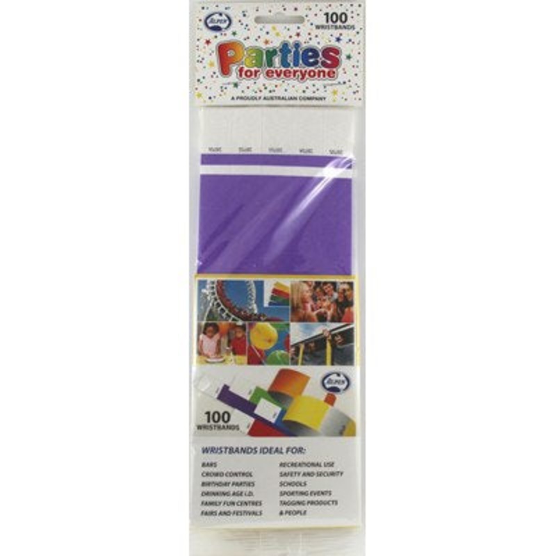Purple Tyvek Wristband 100pk