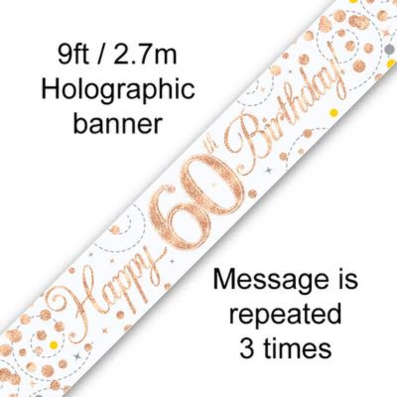 Rose gold Happy 60th B'day BANNER