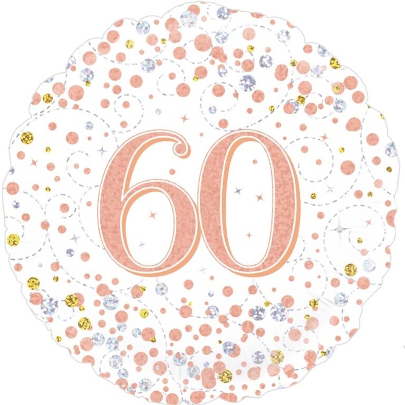Sparkling Fizz Rose Gold 60 Birthday Round Foil Balloon