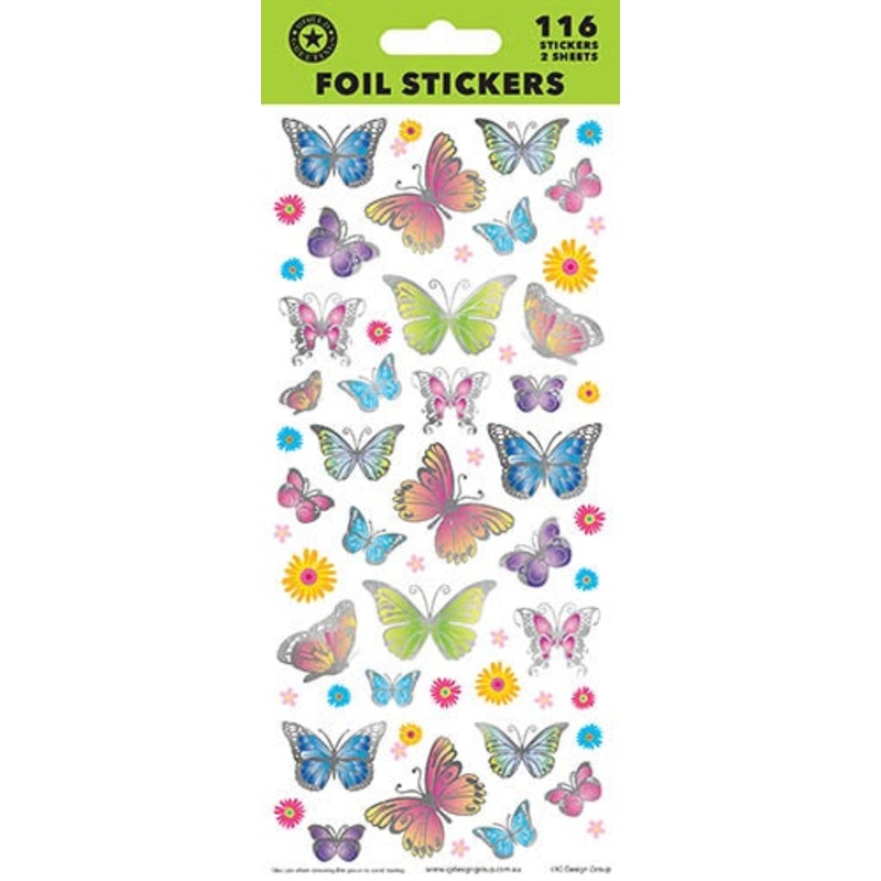 Sticker Sheet BUTTERFLIES 116 stickers 2 sheets