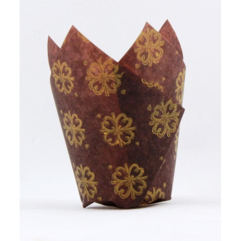 Tulip Muffin Wrap GoldPrint Brown (60mmx30mm base) Pack 250