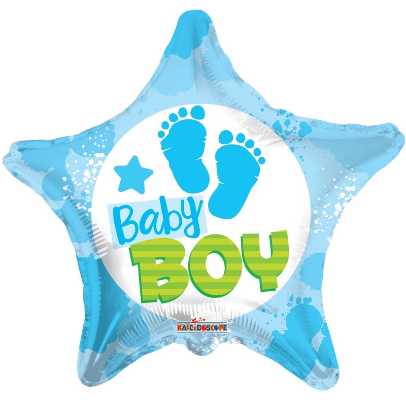 Baby Boy Footprints Star Foil Balloon (45cm)