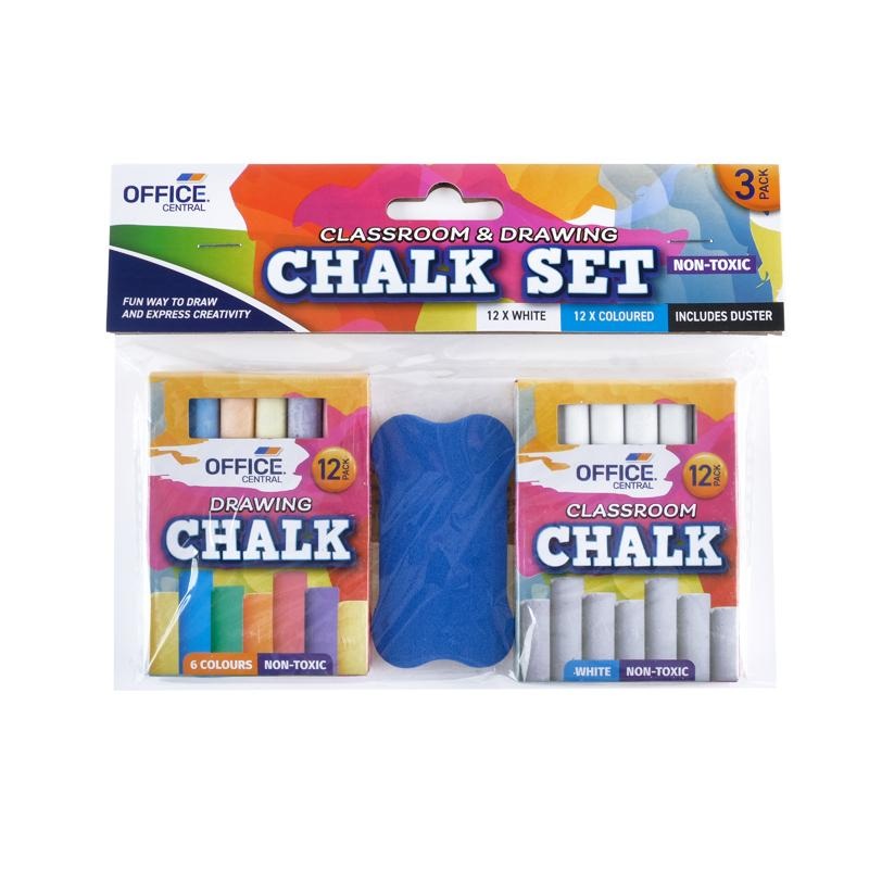 Chalk Set with Duster 3pk