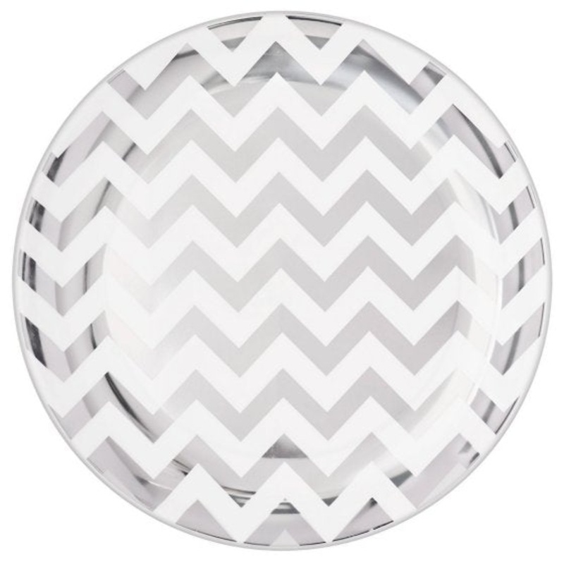 Premium Plastic Plates 19cm White With Chevron Print 10pk