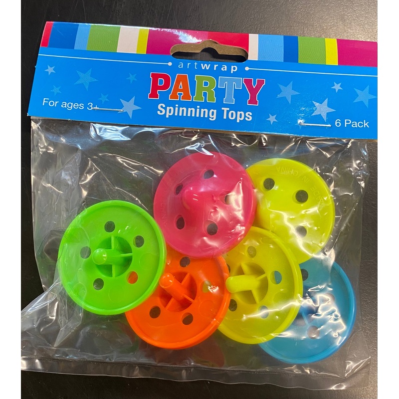 Spinning Tops Kids party Favour 6pk