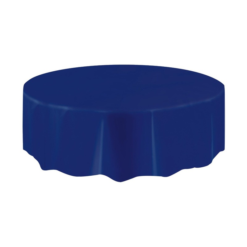 True Navy Blue Plastic Table Cover Round 213cm Diameter