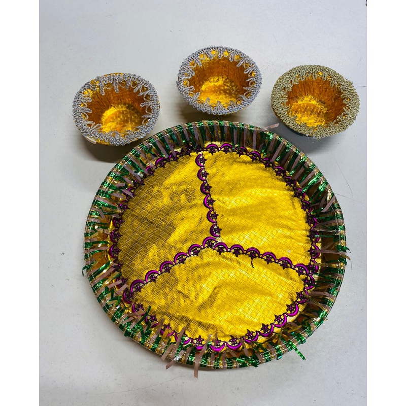 Wedding/Haldi (26cm) 1 Thali with 3 Bowls  1pc