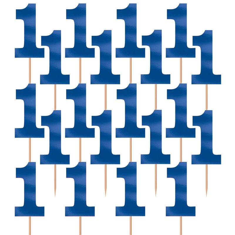 1st Birthday Boy Blue Number One Foil Picks 36pcs