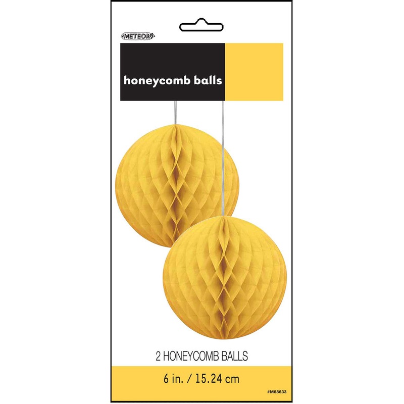 2 HONEYCOMB BALLS - SUNFLOWER YELLOW - 15.24CM (6")