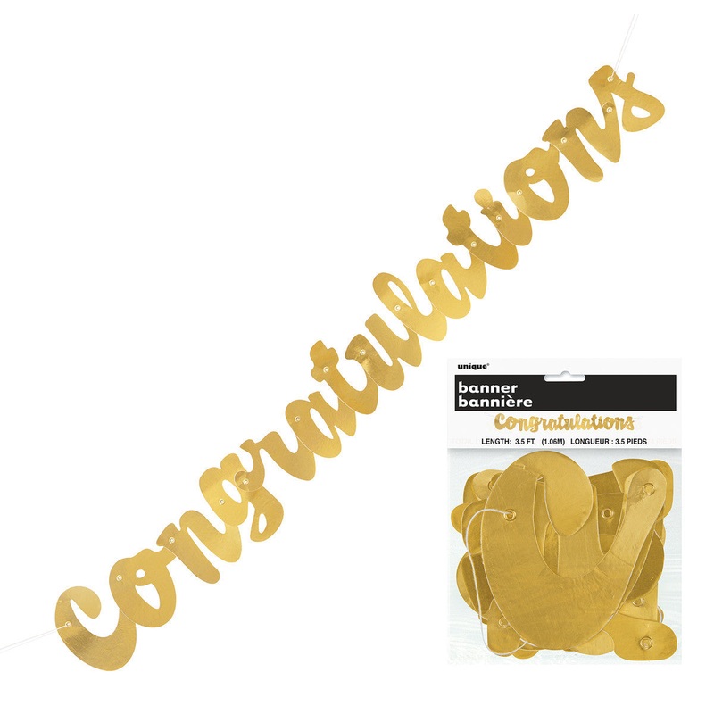 Congratulations Gold Foil Script Jointed Banner 1.06m (3.5')