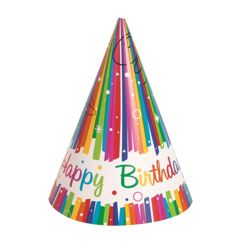 Rainbow Ribbons 8 Party Hats