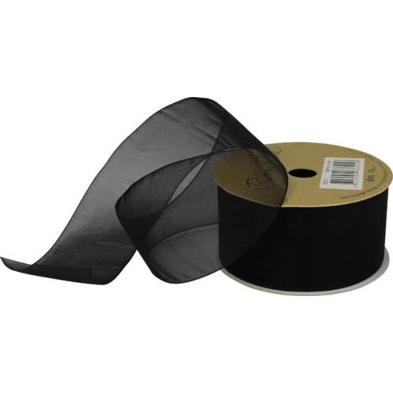 Ribbon Roll Organza 38MMX4M BLACK 1pc