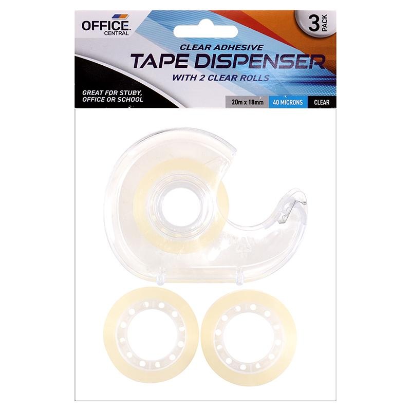 Tape Dispenser with 2 Extra Rolls (20m x 18mm)