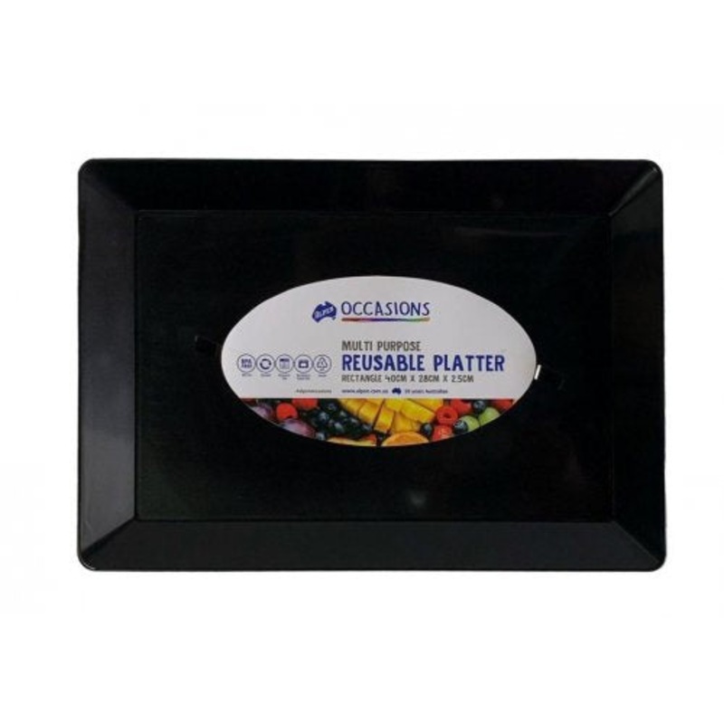 Platter Rectangle PP Black 40x28x2.5cm  1PC