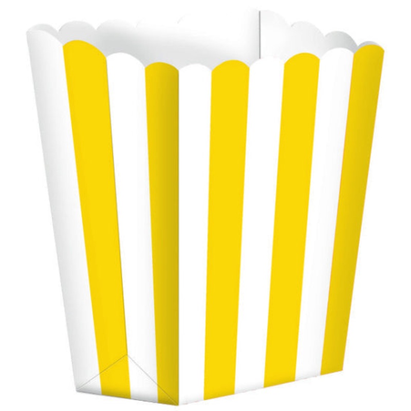 POPCORN FAVOR BOXES SMALL STRIPE SUNSHINE YELLOW