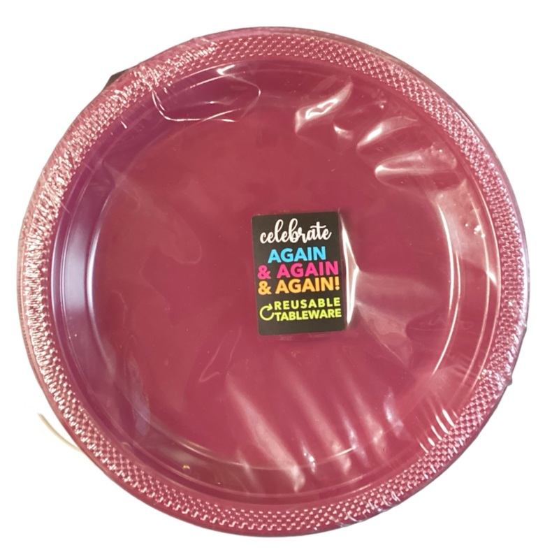 PREMIUM PLASTIC PLATES 26CM 20 PACK - BERRY