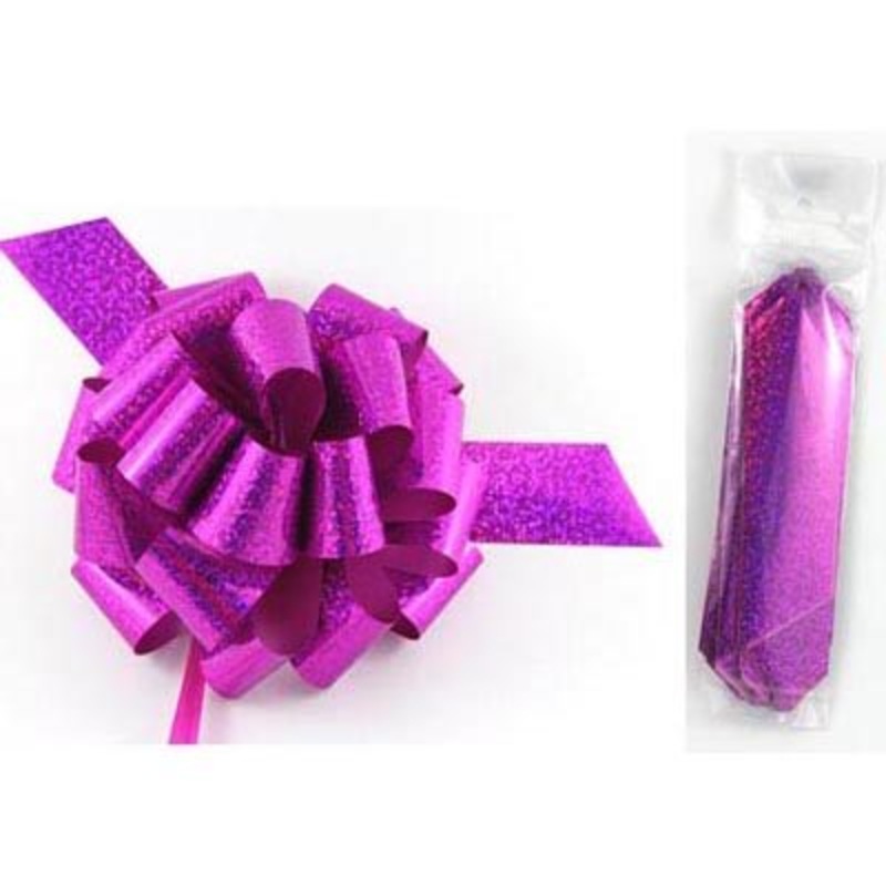 PULL BOW Holographic FUCHSIA 1 PC