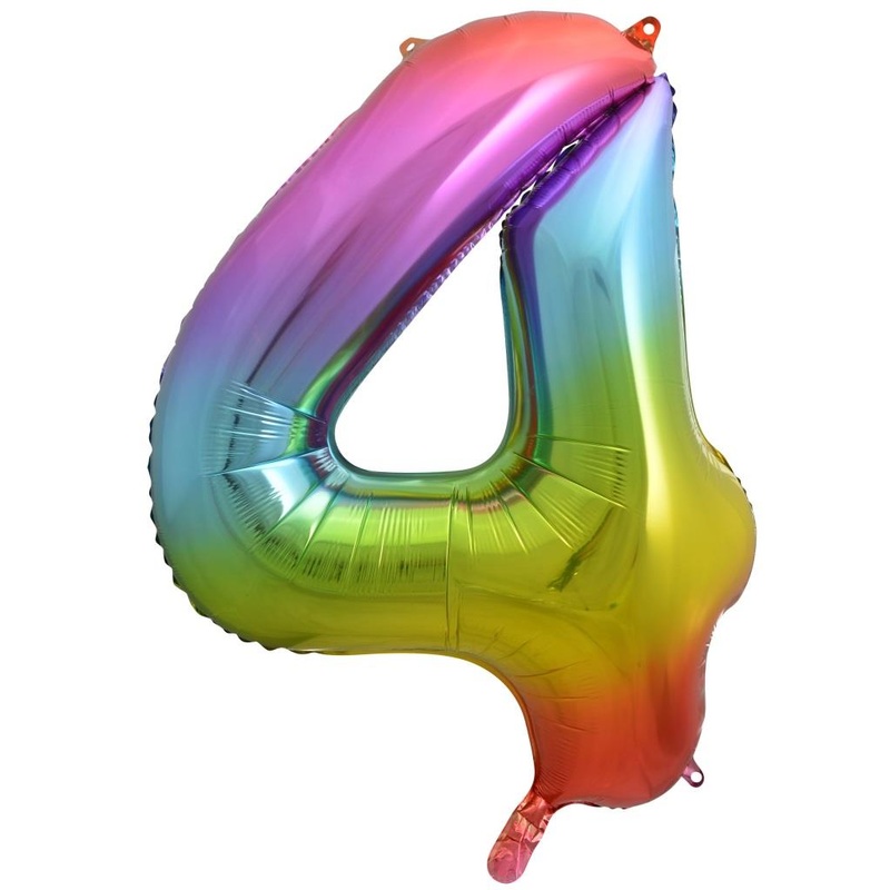 Rainbow Splash foil Balloon Number #4 (34inch)