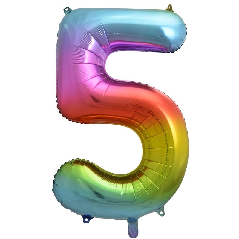 Rainbow Splash Foil Balloon Number #5 (34inch)