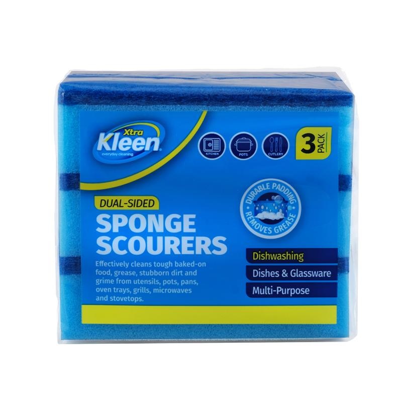 Sponge With Top Scourer 3pk - 12.5cm x 8.3cm x 3.5cm