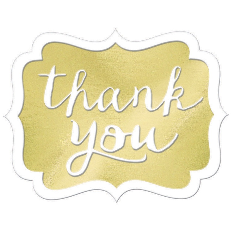 Thank You Stickers - Gold 50pk