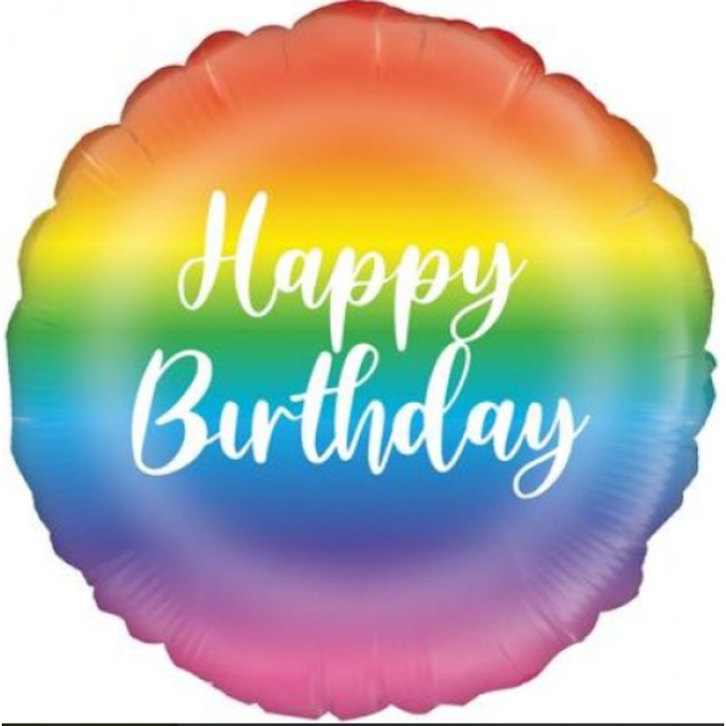 Rainbow Happy Birthday Round Foil Balloon