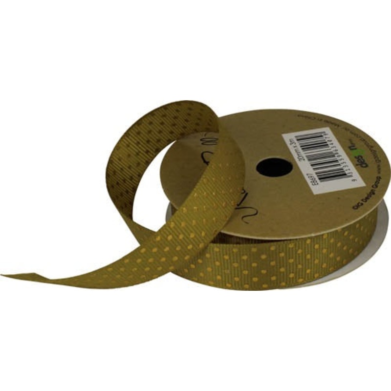 Ribbon Roll Fabric 20MMX3M GOLD SPOTS 1pc