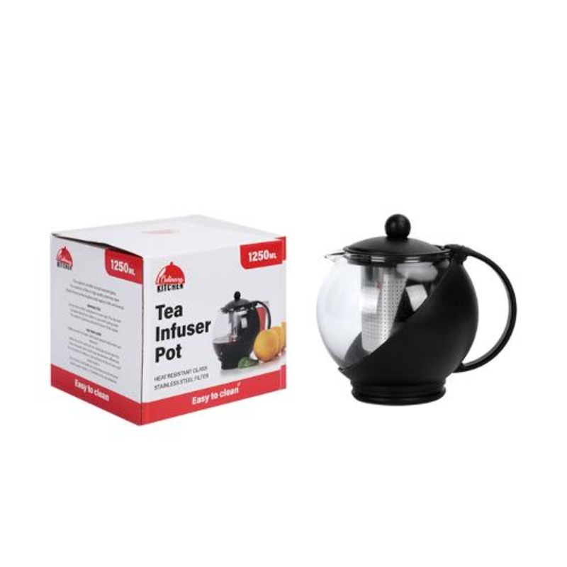 Tea Infuser Pot 1250ml 4 Cup Boro S Glass