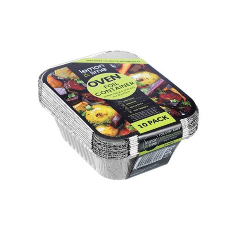 FOIL CONTAINER W/ LID 10PK 15X12X4.5CM