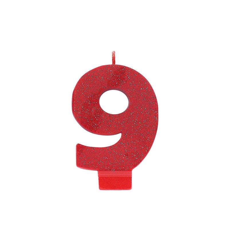 Red Glitter Candle Number #9
