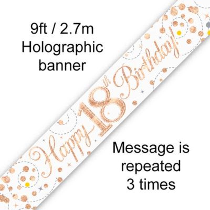 Rose gold Happy 18th B'day BANNER