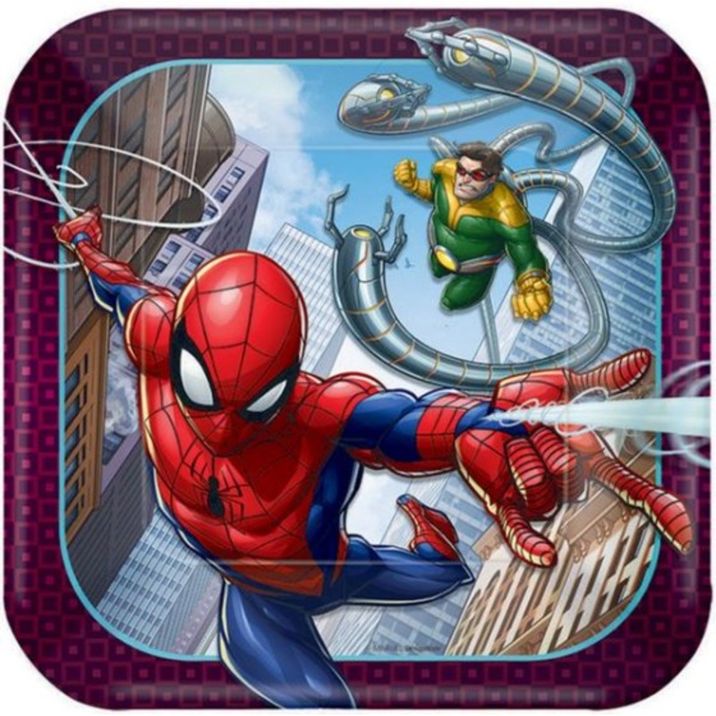 Spider-Man Webbed Wonder 17cm Square Paper Plates NPC 8pk