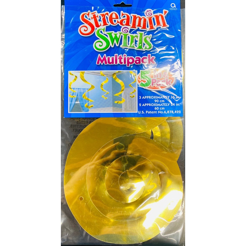 Streamer Swirl Gold Pack of 5