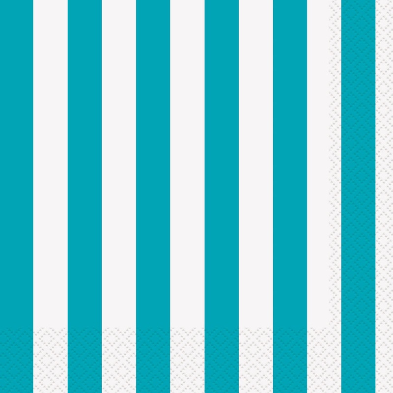 STRIPES CARIBBEAN TEAL LUNCHEON NAPKINS 2PLY 33CM X 33CM (13" X 13") 16pk