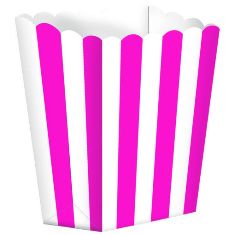 Treat Boxes Small Striped Bright Pink 5pk 13cm x 9.5cm