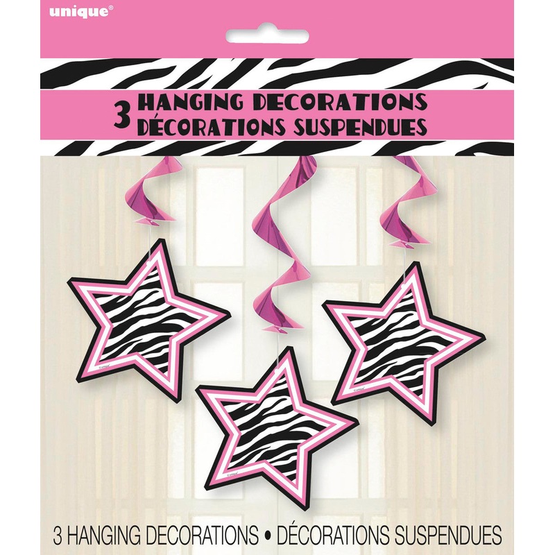 ZEBRA PASSION 3 Hanging Swirl Decorations 90cm L (36")