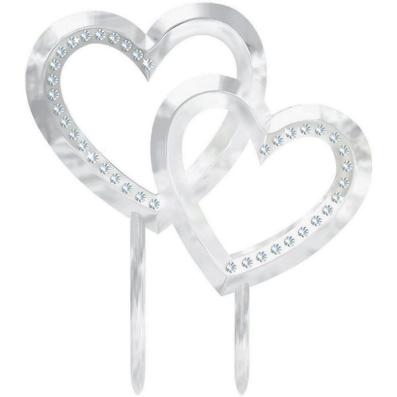 CAKE Topper double heart plastic