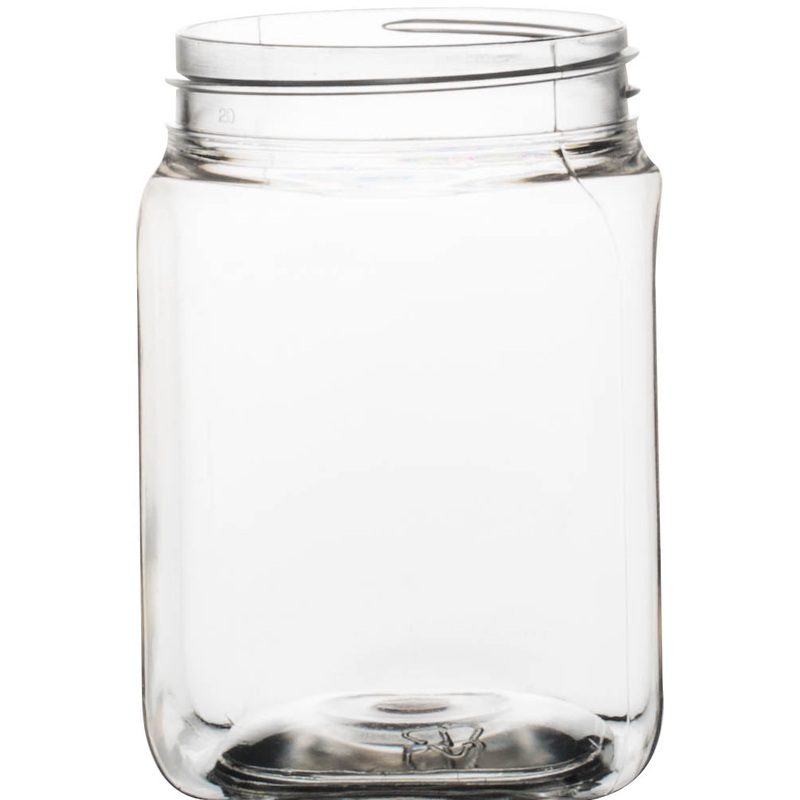 Clear Plastic 250gm/200ml Square Jar with White lid 1pc