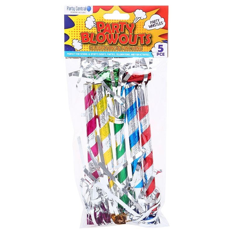 Party Blowouts Assorted Colours 5pc