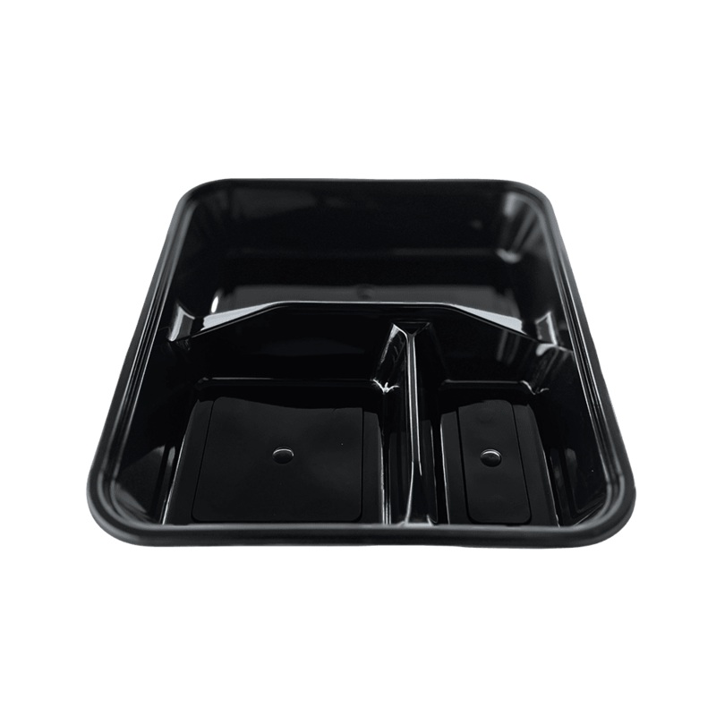 Plastic 3 Compt Meal Trays With Lid 50Pcs