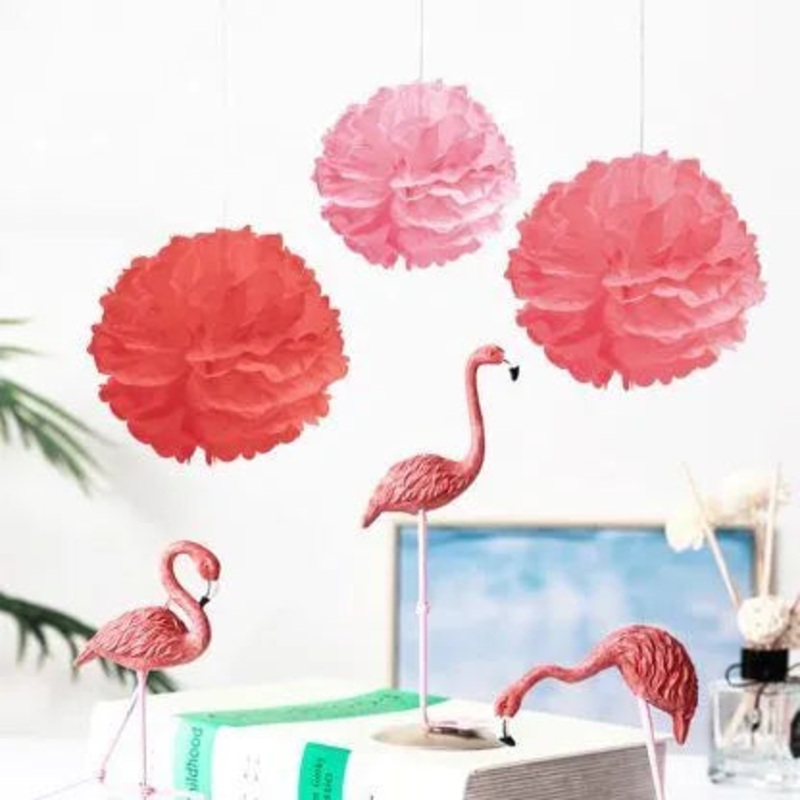 POM POM Decoration-RED 3pc